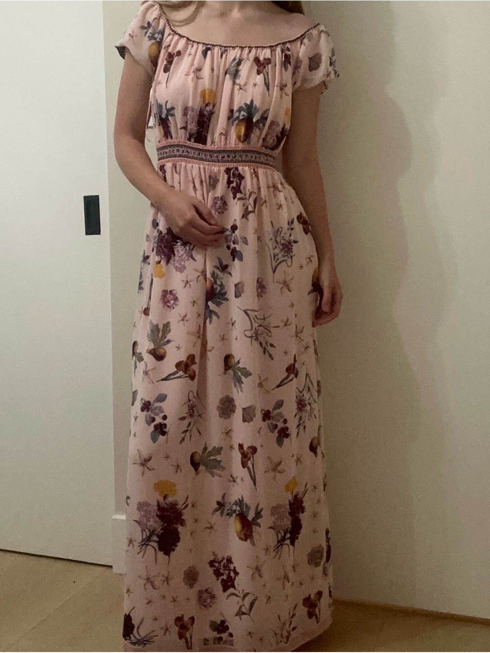 Max Studio Blush Pink Floral Off-Shoulder Maxi Dress - Picture 2 of 5